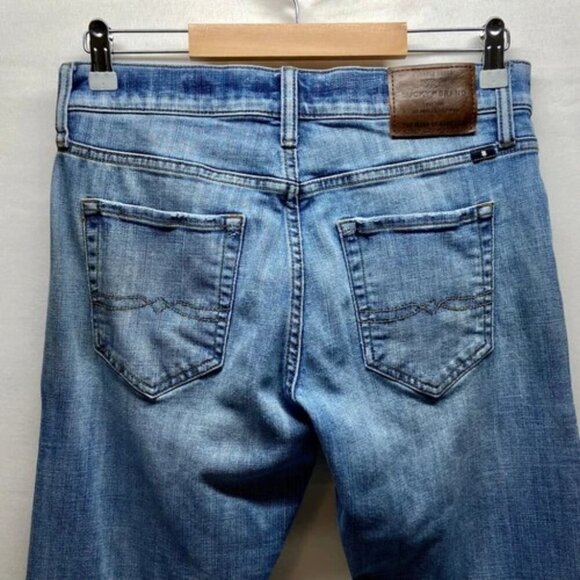 Lucky Brand Jeans 110 Slim Men's 30x32 Blue Light Wash Distressed Stretch Denim - Picture 4 of 16